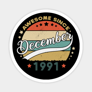 Awesome Since December 1991 Birthday Retro Sunset Vintage Magnet